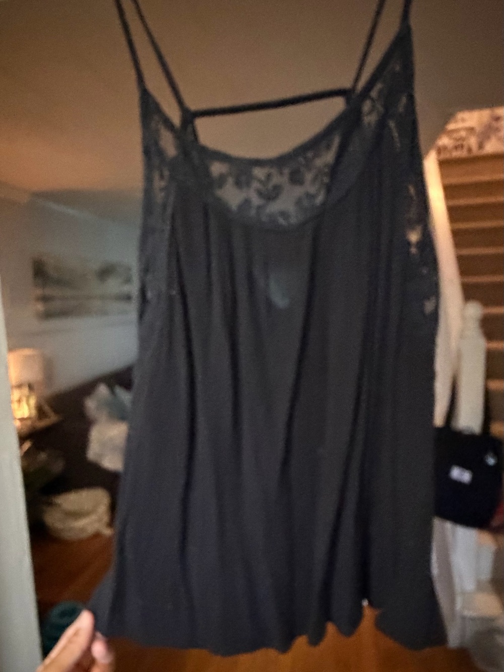 Chloe K Black Lace-Trim Camisole